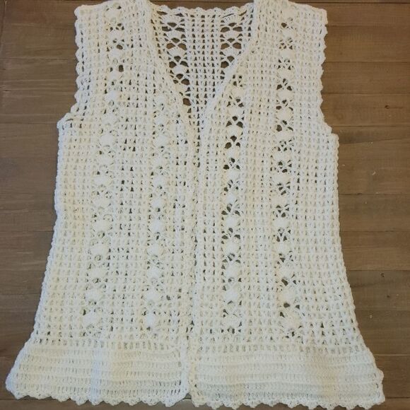 Vintage Handmade Knitted/Crochet Cardigan/Vest  - Picture 6 of 13